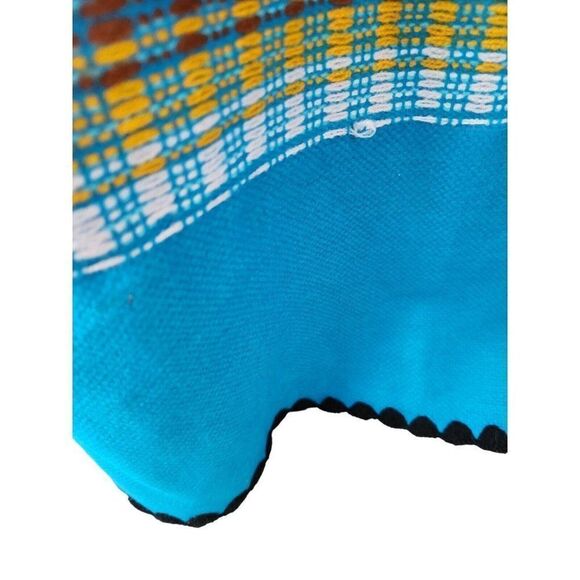 Vintage 90s Embroidered Indian Blanket Maxi Dress M Vibrant Blue Boho - Picture 4 of 8